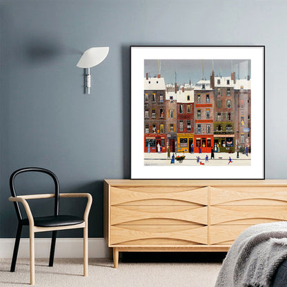 Romantic Winter City View Painting Art Poster