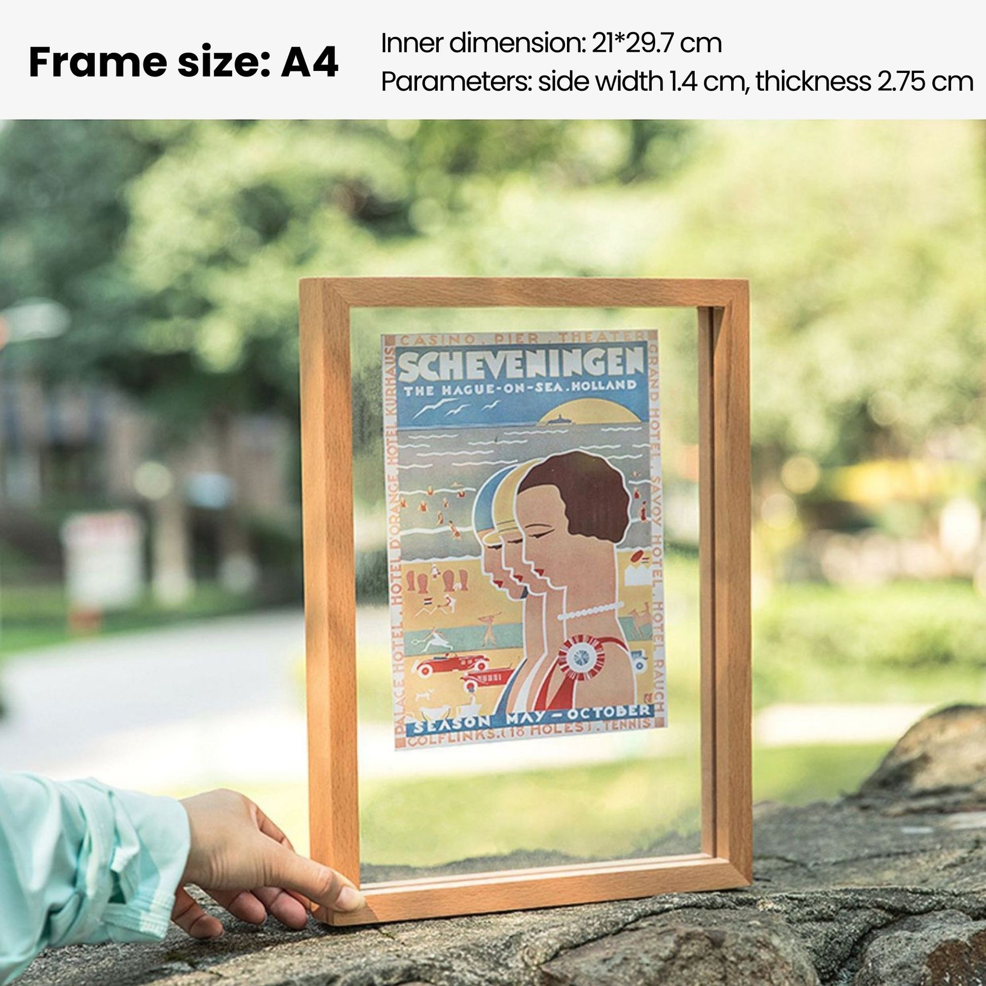 A4 A3 Solid Wood Floating Transparent Double-sided Photo Frame Specimen Picture Frame