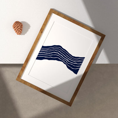 Abstract Blue Stripes No.2 Minimalist Art Poster