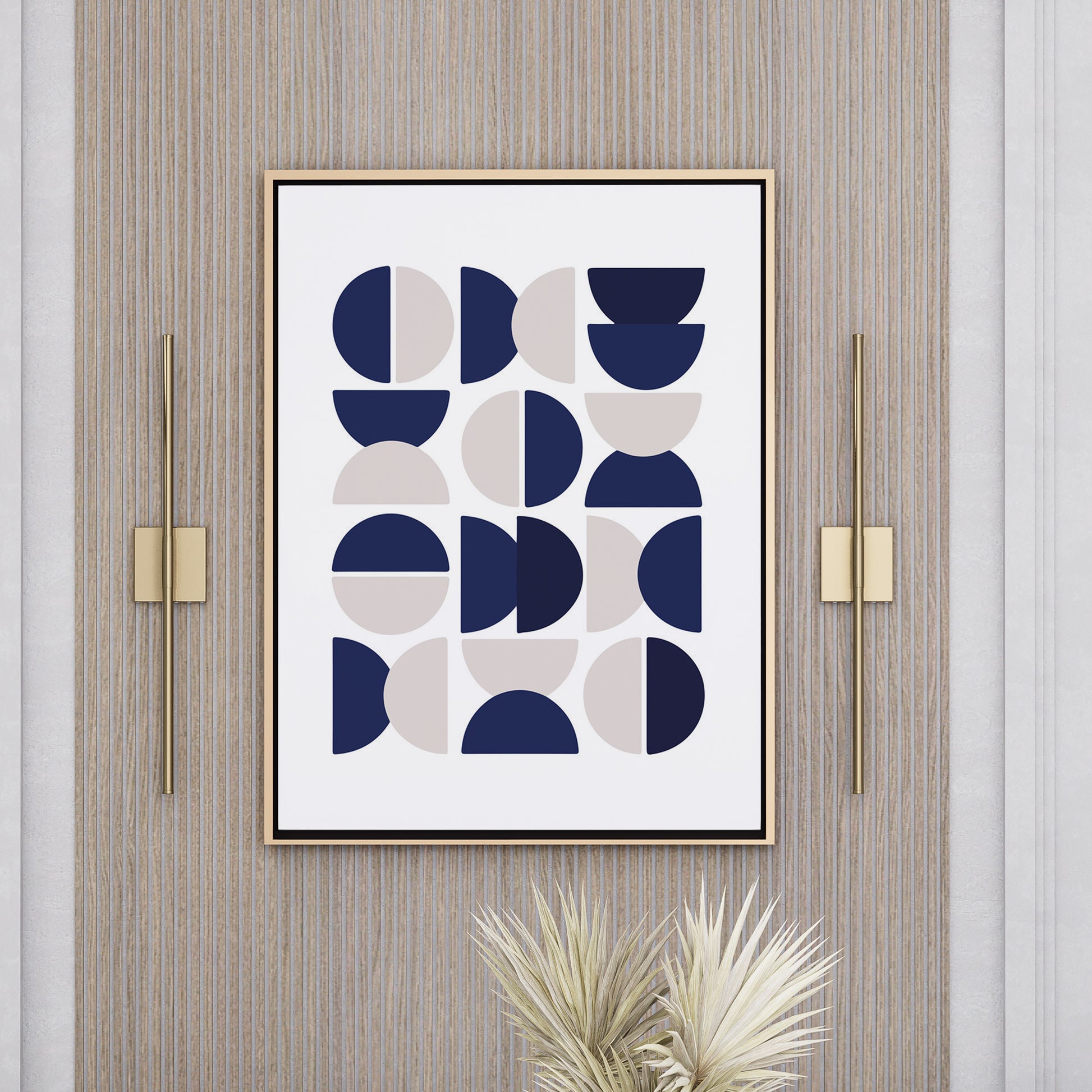 Framed Poster Art Prints BLUE WHITE GEOMETRIC Minimalist 16x20" 20x28" inch 40x50CM 50x70CM