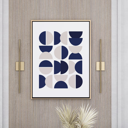 Framed Poster Art Prints BLUE WHITE GEOMETRIC Minimalist 16x20" 20x28" inch 40x50CM 50x70CM