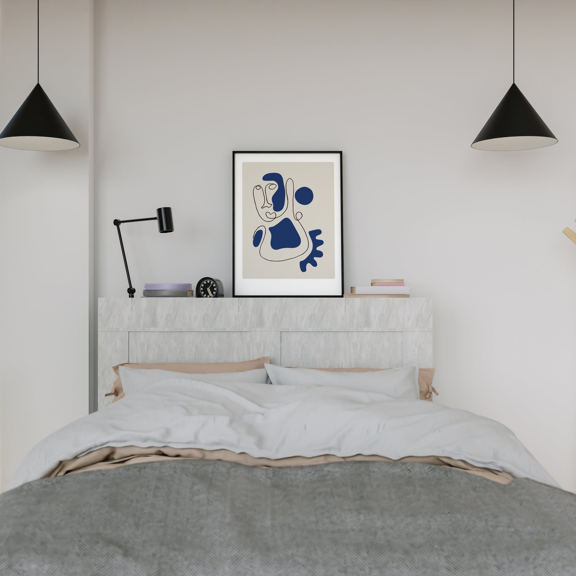 Framed Poster Art Prints Blue Portrait Minimalist 16x20" 20x28" inch 40x50CM 50x70CM
