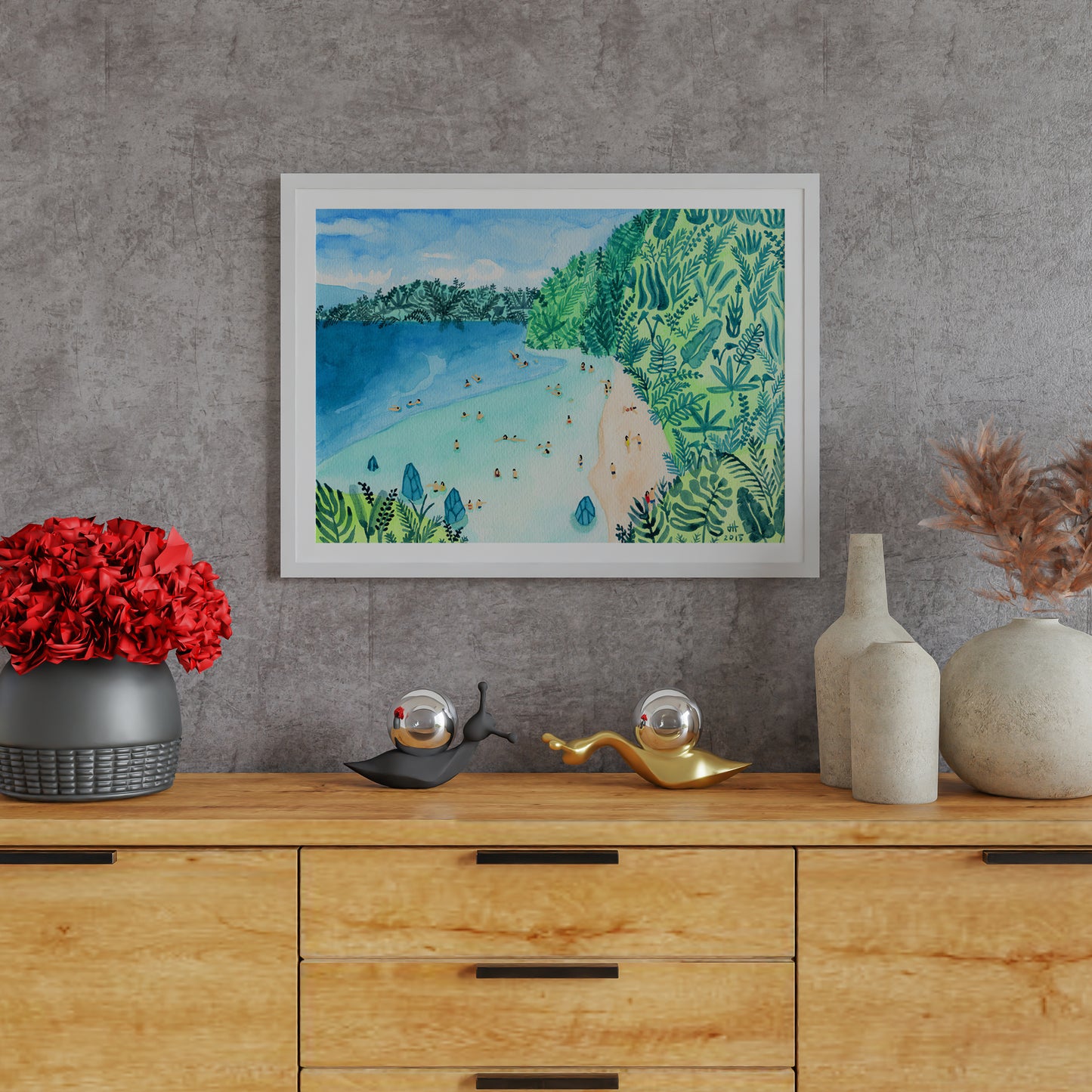 Paradise Watercolor Painting Art Poster