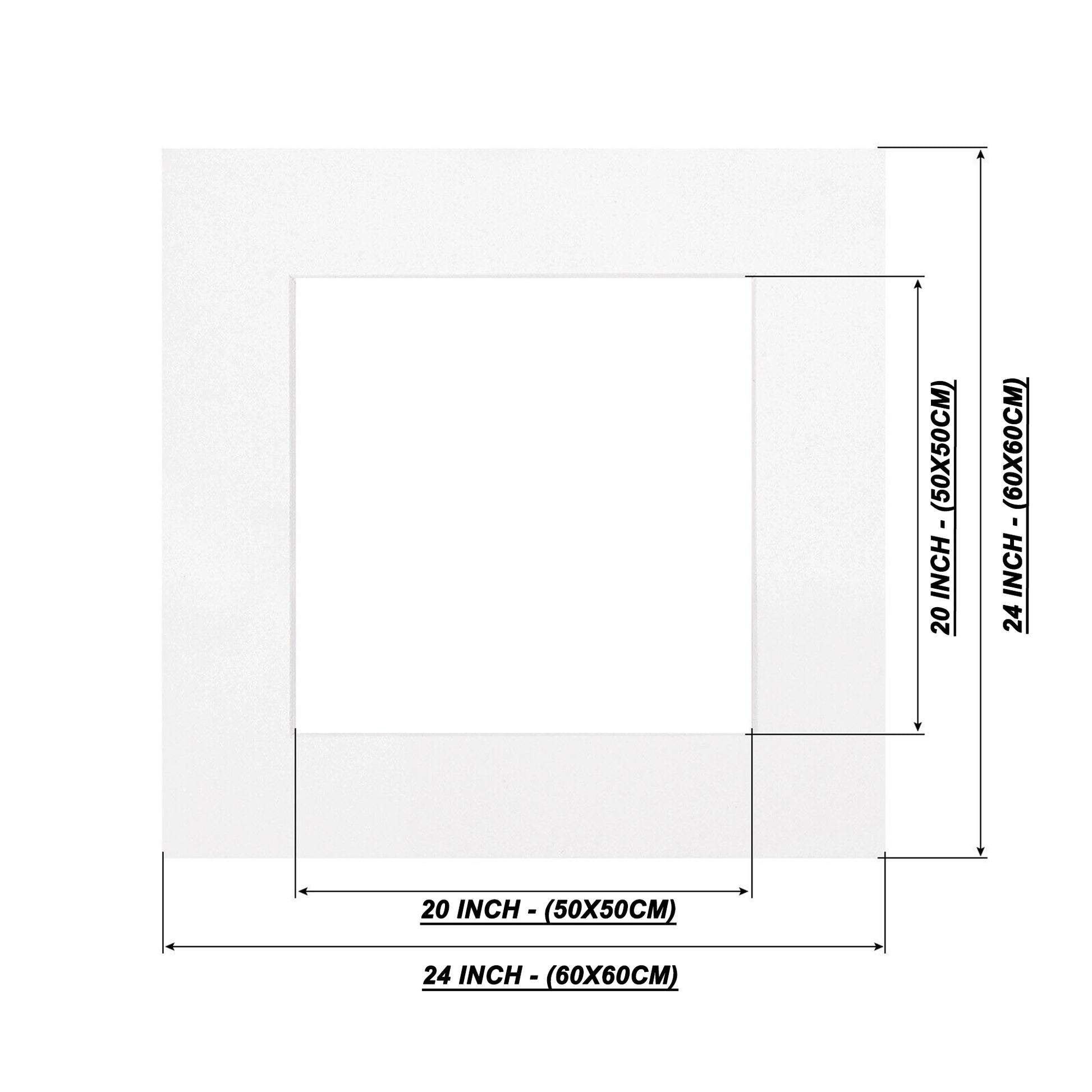Mat-Board/White Border 24in (60x60cm) to suit 20in (50x50cm) Picture Photo Window