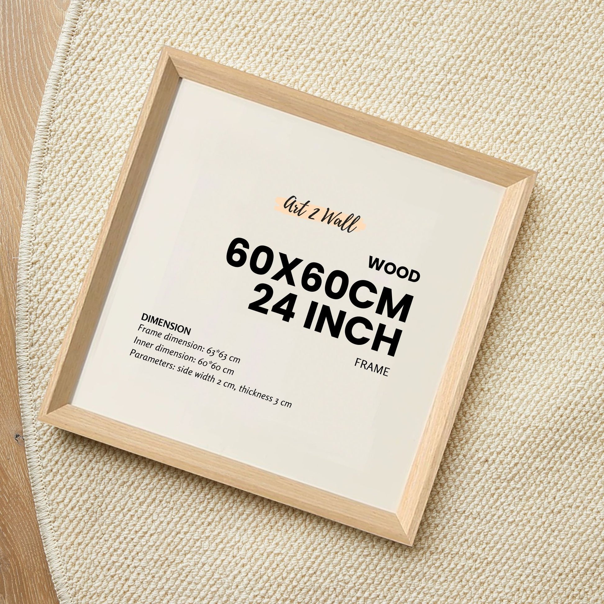 60x60 CM Frame Oak Color Square Wood Photo Frame 24 inch