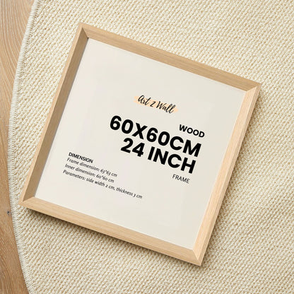 60x60 CM Frame Oak Color Square Wood Photo Frame 24 inch