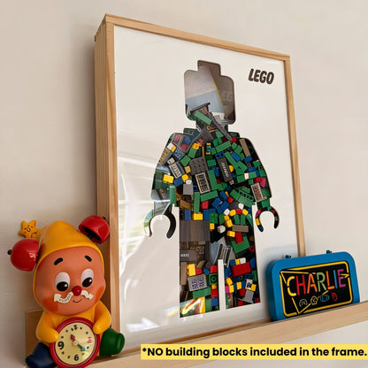 LEGO-Inspired Brick Shadow Box Solid Wood Memory Box Frame