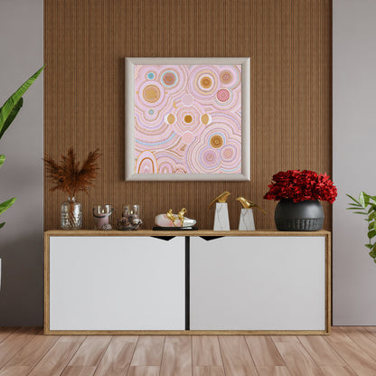 PINK DANCING BORA RINGS - Aboriginal Art Poster