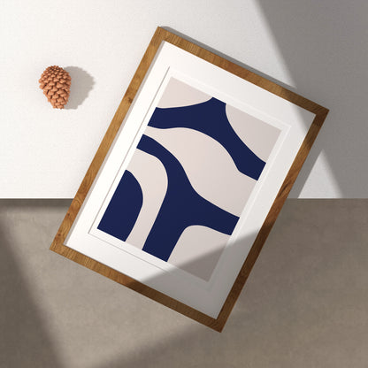 Abstract Blue Stripes No.3 Minimalist Art Poster