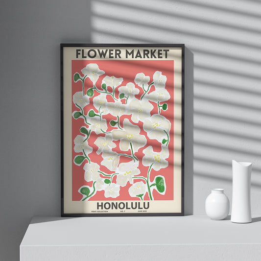 Framed Printed Wall Art FLOWER MARKET HONOLULU Art Print 20-inch 28-inch 40x50 50x70CM