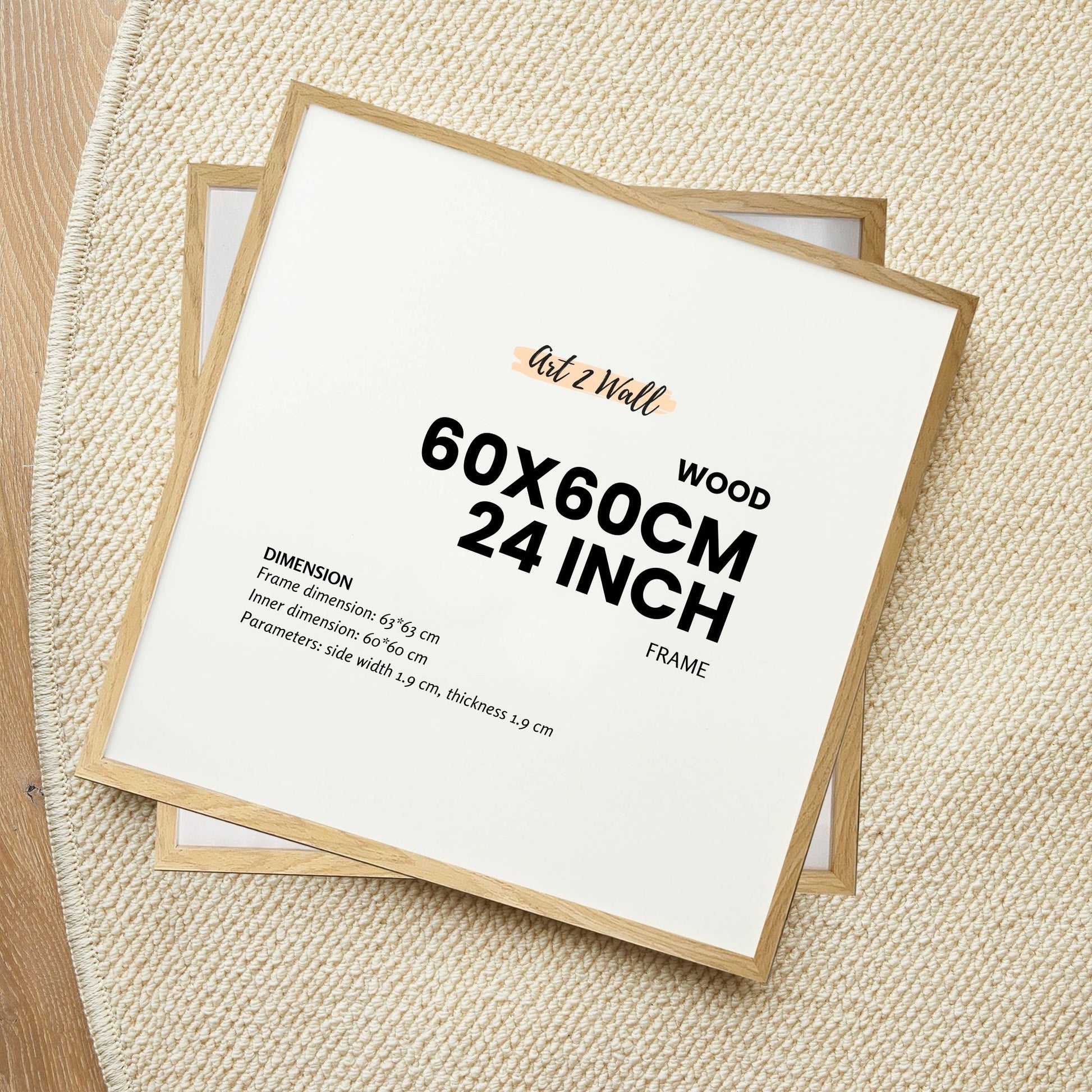 Square Wood Oak Photo Frame 24 inch 60x60cm