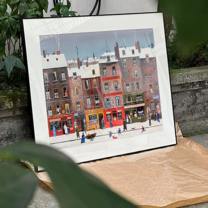 Romantic Winter City View Painting Art Poster