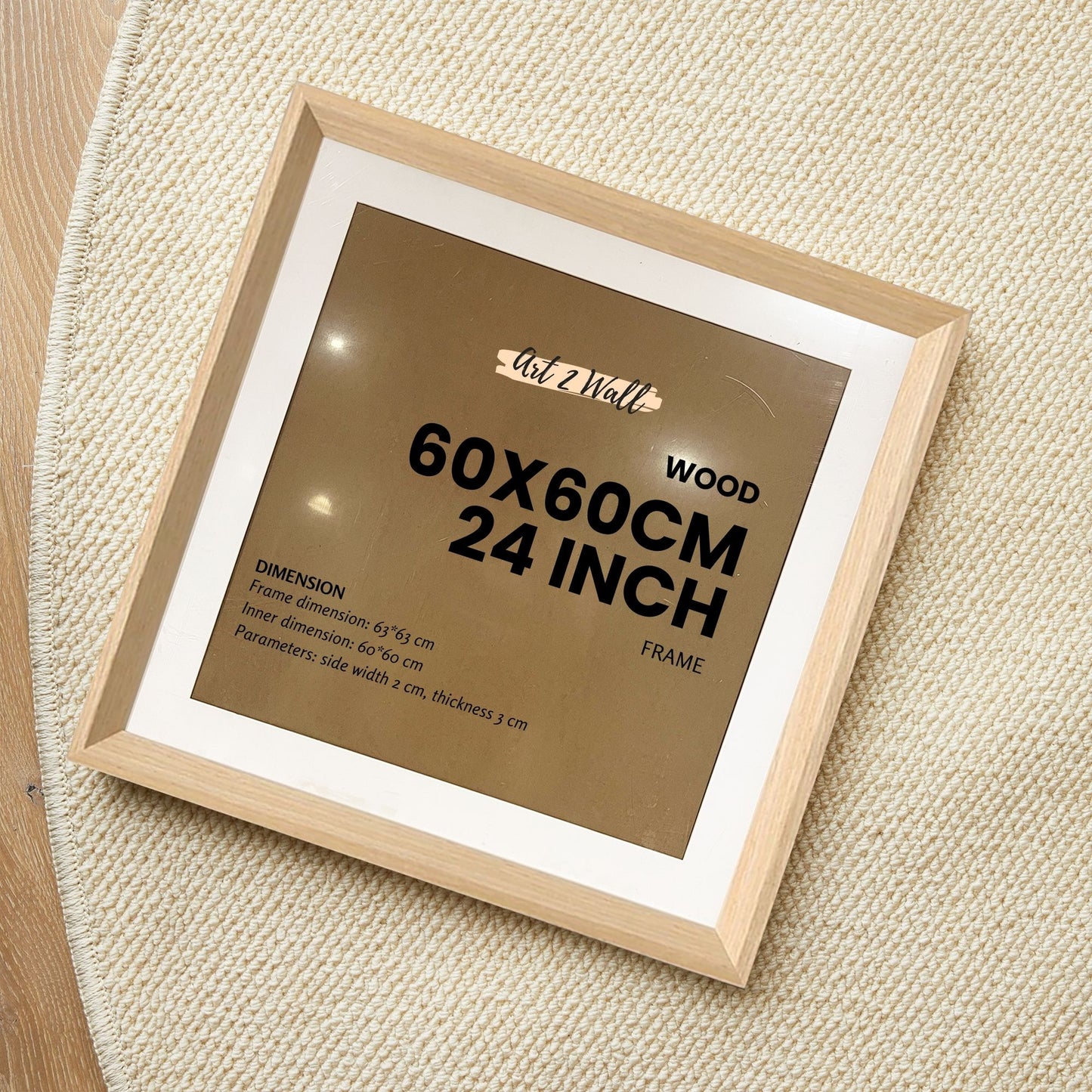 60x60 CM Frame Oak Color Square Wood Photo Frame 24 inch