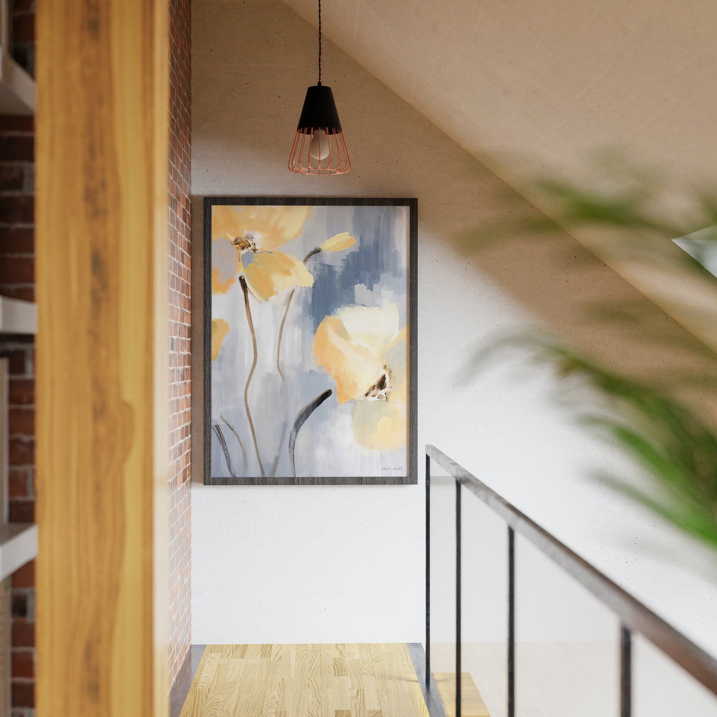 Yellow Blue  Floral Oil Painting Art Painting Poster