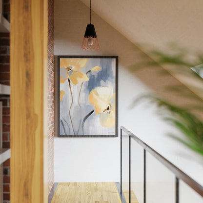 Yellow Blue  Floral Oil Painting Art Painting Poster