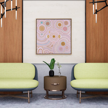 PINK DANCING BORA RINGS - Aboriginal Art Poster