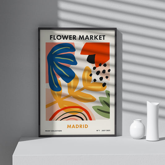 Framed Printed Wall Art FLOWER MARKET MADRID Art Print 20-inch 28-inch 40x50 50x70CM