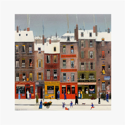 Romantic Winter City View Painting Art Poster