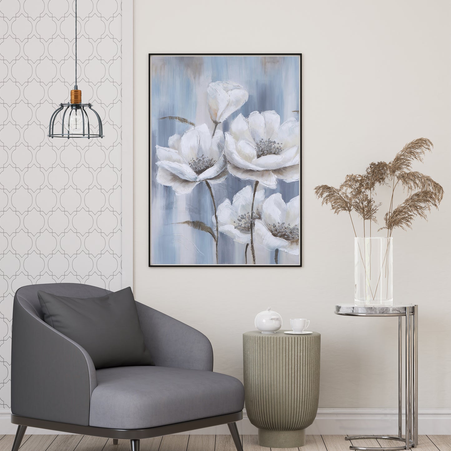 Abstract Blue Floral Oil Painting Art Painting Poster