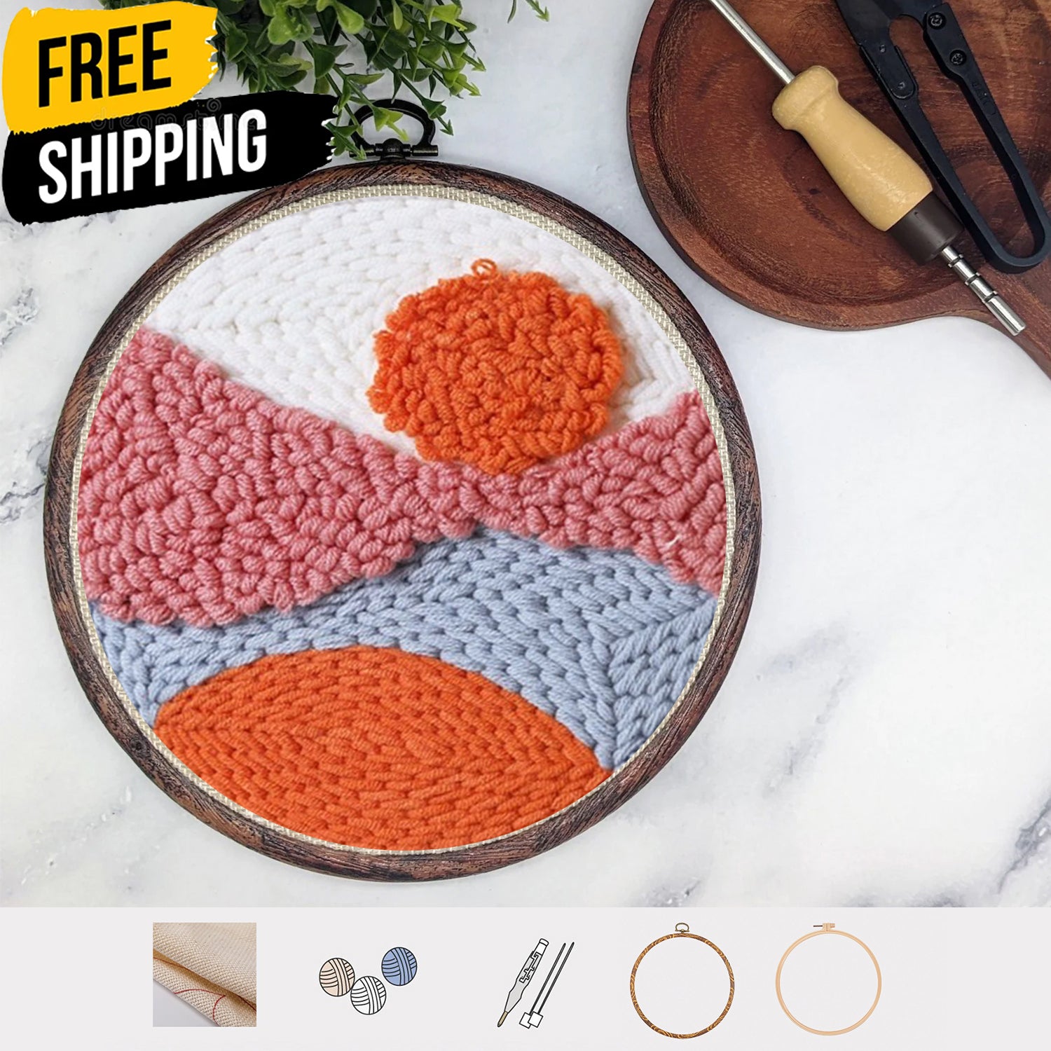 SUN - Beginner Punch Needle Kit Embroidery Craft Kit