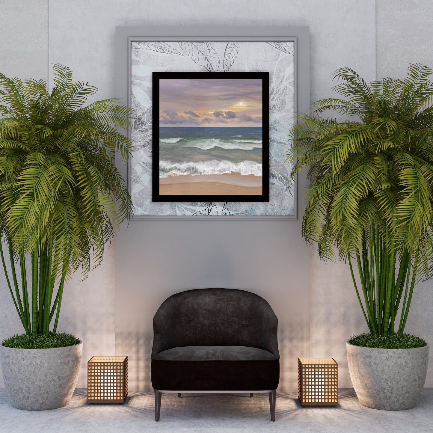 Pastel Sky Beach Art Painting Poster