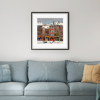 Romantic Winter City View Painting Art Poster