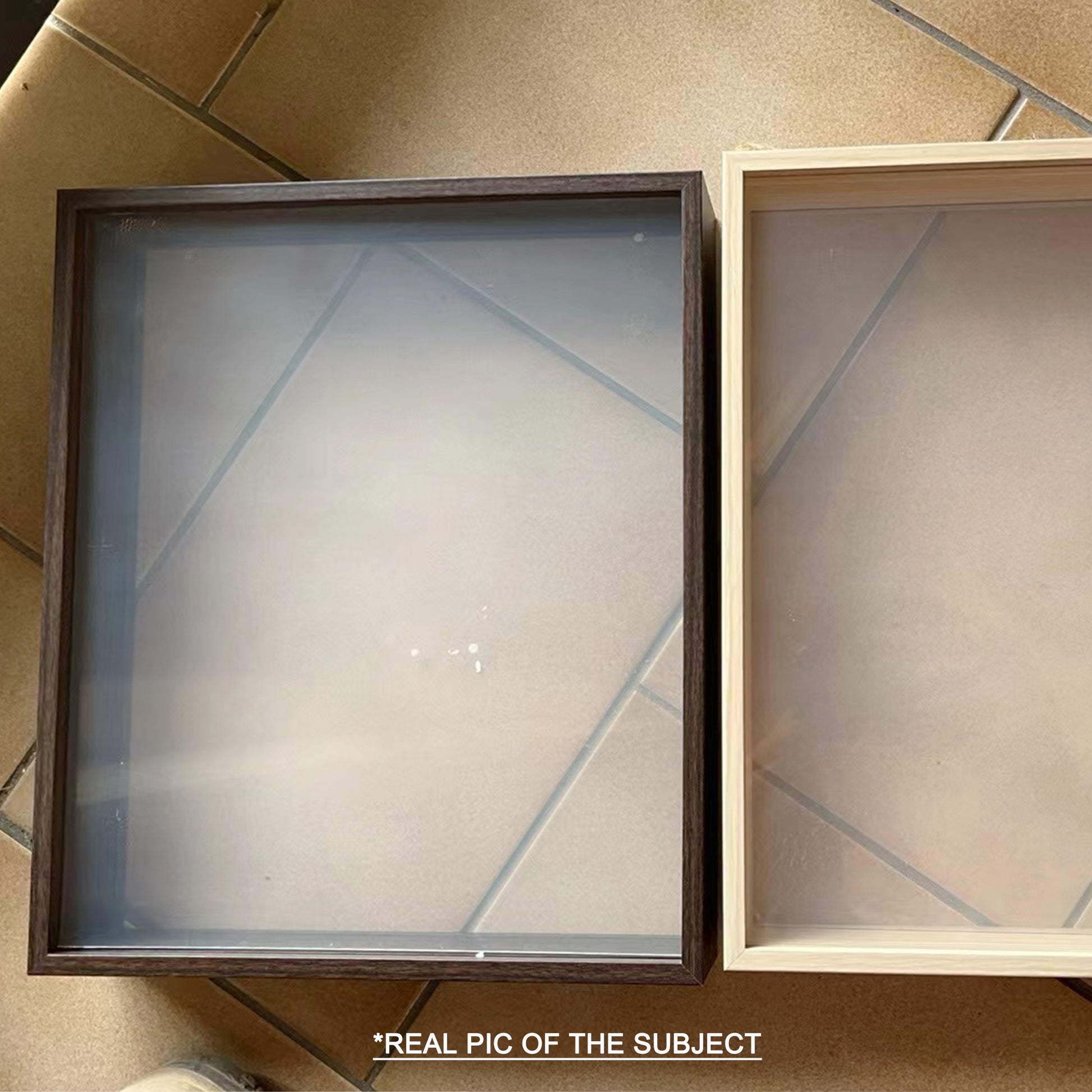 12 Inch 3D Deep Box Frame Shadow Box Double Sided Glass Frame Walnut Brown