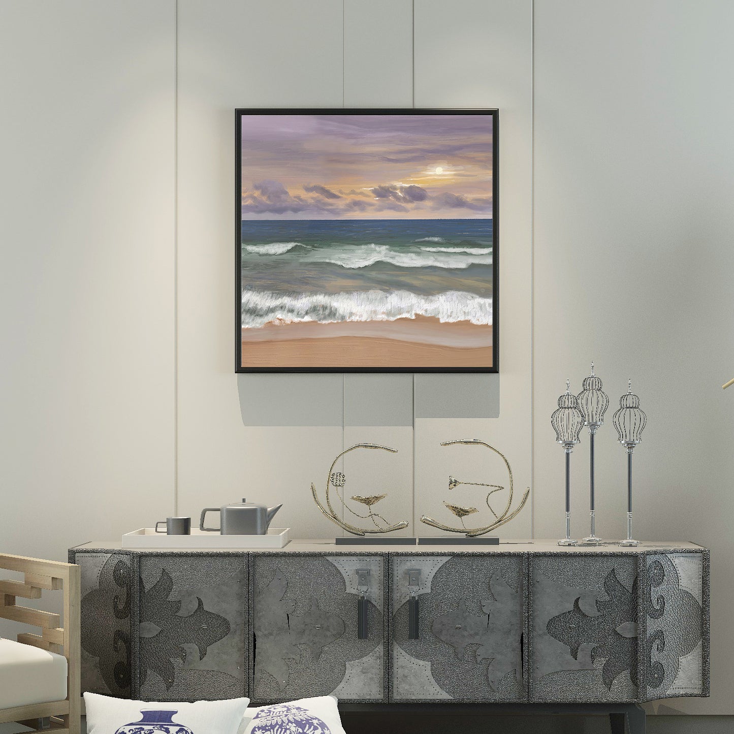Pastel Sky Beach Art Painting Poster