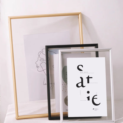 This A4 silver picture frame features a durable aluminium alloy structure with a transparent acrylic front, ensuring your photos or artwork are beautifully displayed while protected. 