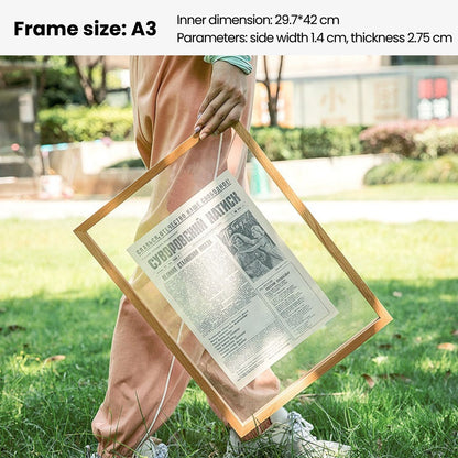 A3 Solid Wood Floating Transparent Double-sided Photo Frame Specimen Picture Frame