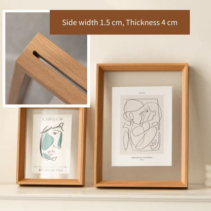 Walnut Brown A4 Double Sided Glass Frame Transparency Floating Frame