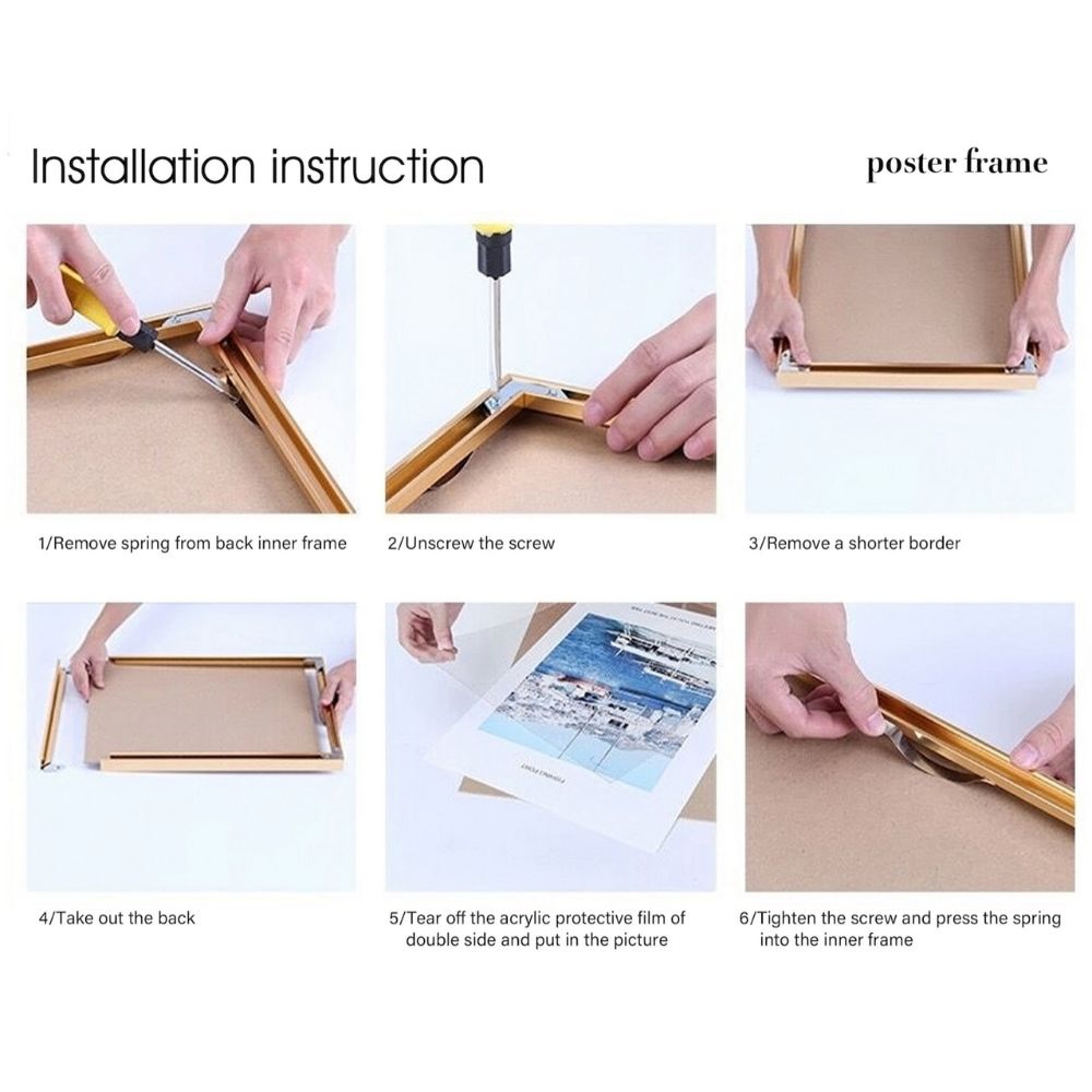 Square Thin Aluminum Frame GOLD For Tempered Glass 60x60cm