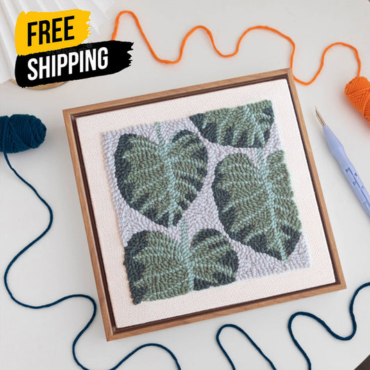 Monstera Palm - Punch Needle Kit Embroidery Start Kit