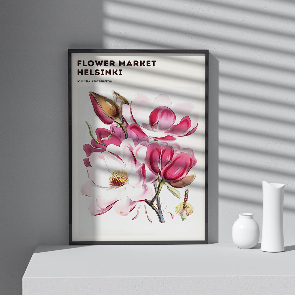 Framed Printed Wall Art FLOWER MARKET HELSINKI Art Print 20-inch 28-inch