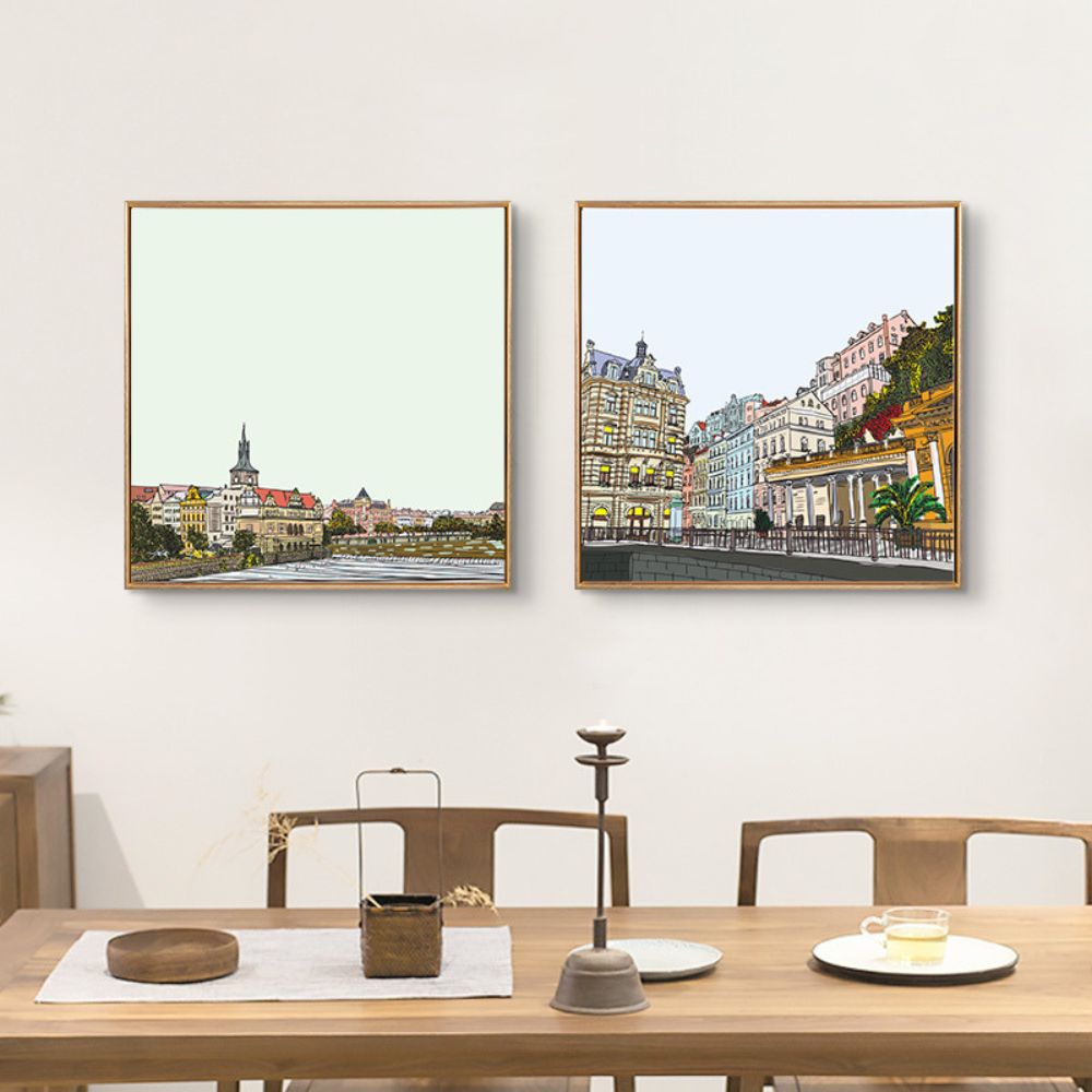 Romantic City View Painting Art Poster