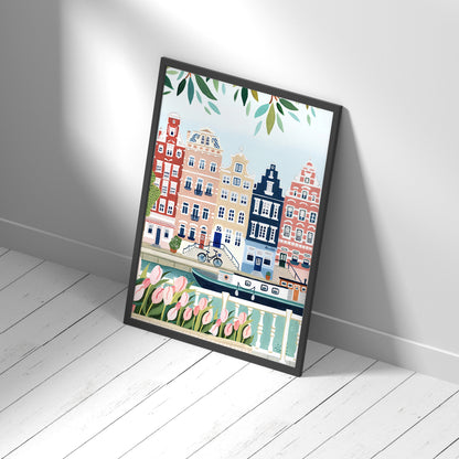 Framed Printed Romantic City No.4 Watercolor Painting Poster 20-inch 28-inch 40x50 50x70CM