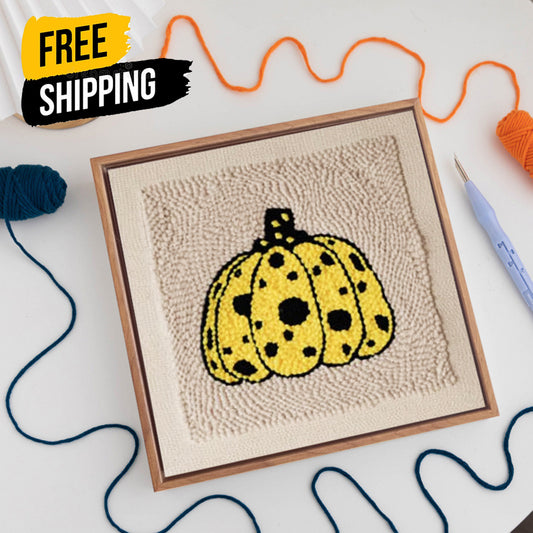 YAYOI KUSAMA-Inspired Pumpkin - Punch Needle Kit Embroidery 