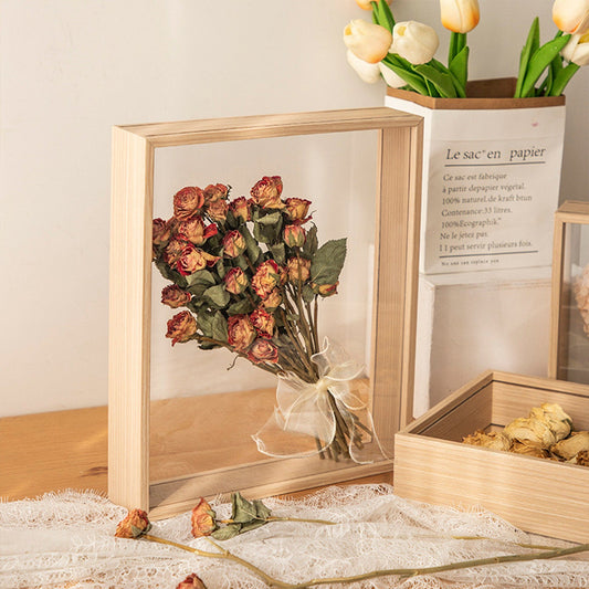 12 Inch 3D Deep Box Frame Shadow Box Double Sided Glass Oak