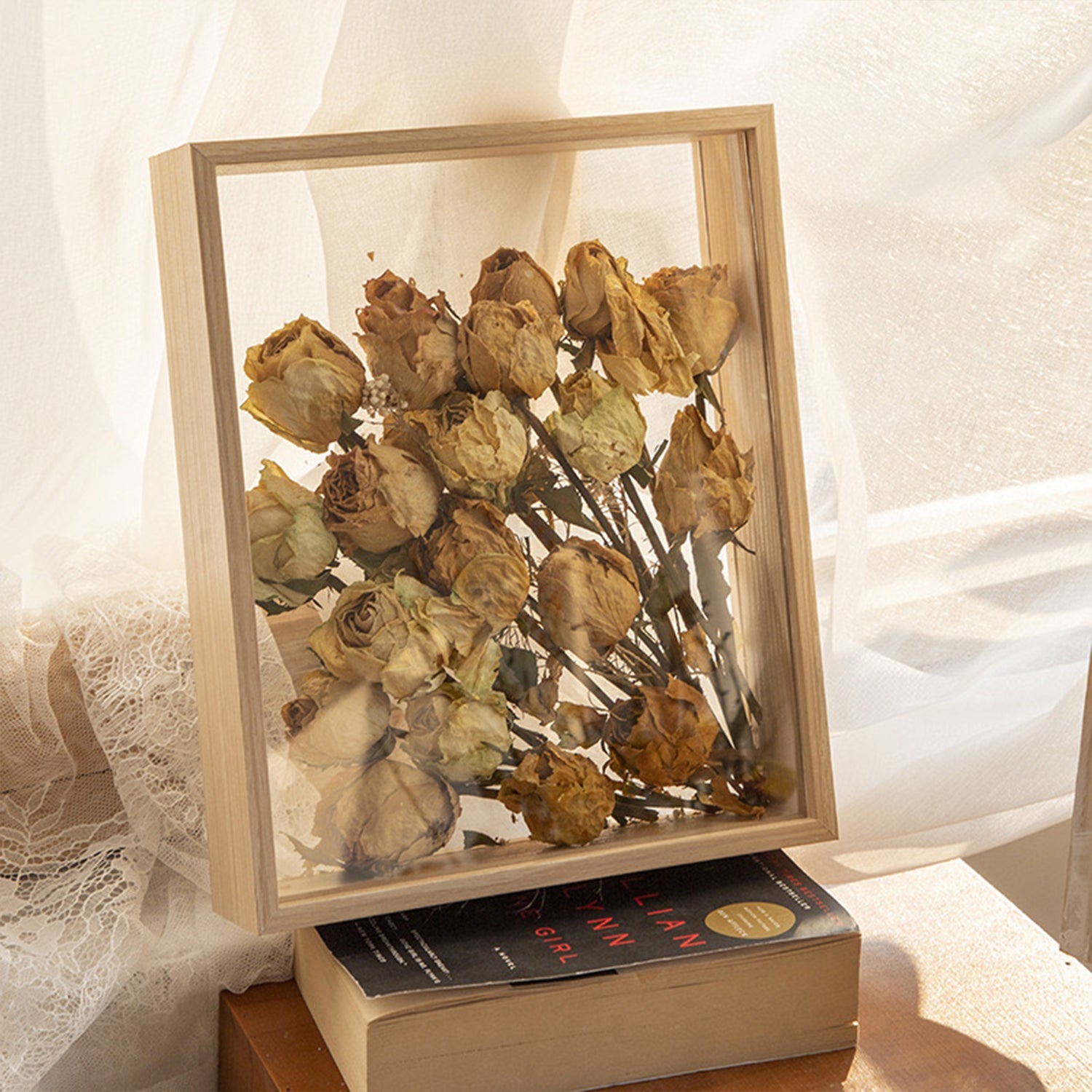 12 Inch Floating Double Sided Glass Memory Box Dried Flower Photo Frame 4cm Deep