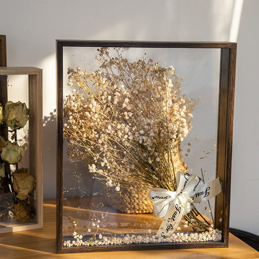 12 Inch 3D Deep Box Frame Shadow Box Double Sided Glass Walnut Brown