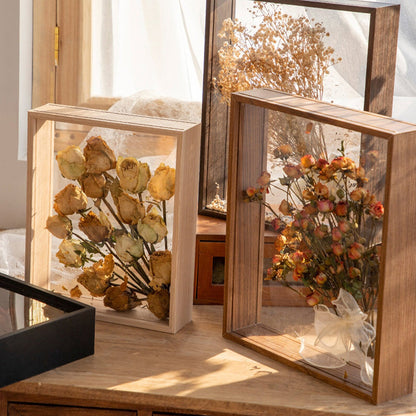 12 Inch Floating Double Sided Glass Memory Box Dried Flower Photo Frame 4cm Deep