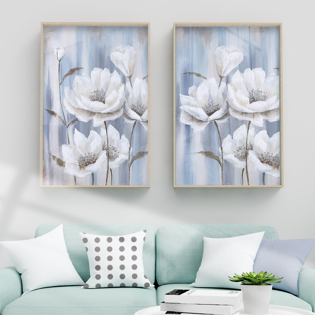 Abstract Blue Floral Oil Painting Art Painting Poster