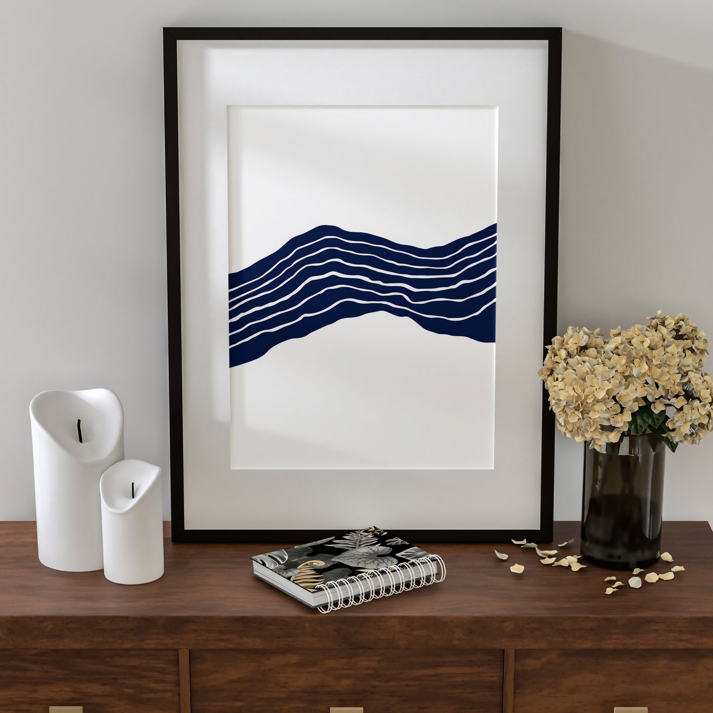 Abstract Blue Stripes No.2 Minimalist Art Poster