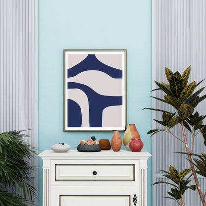 Abstract Blue Stripes No.3 Minimalist Art Poster