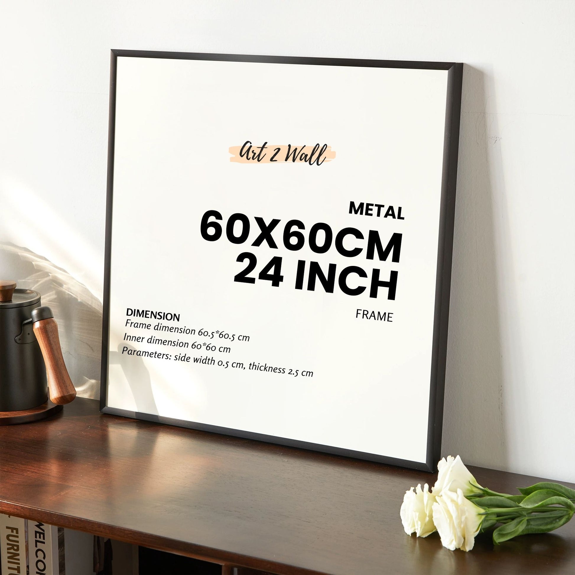Square Thin Aluminum Frame BLACK 60x60cm Metal Photo Frames