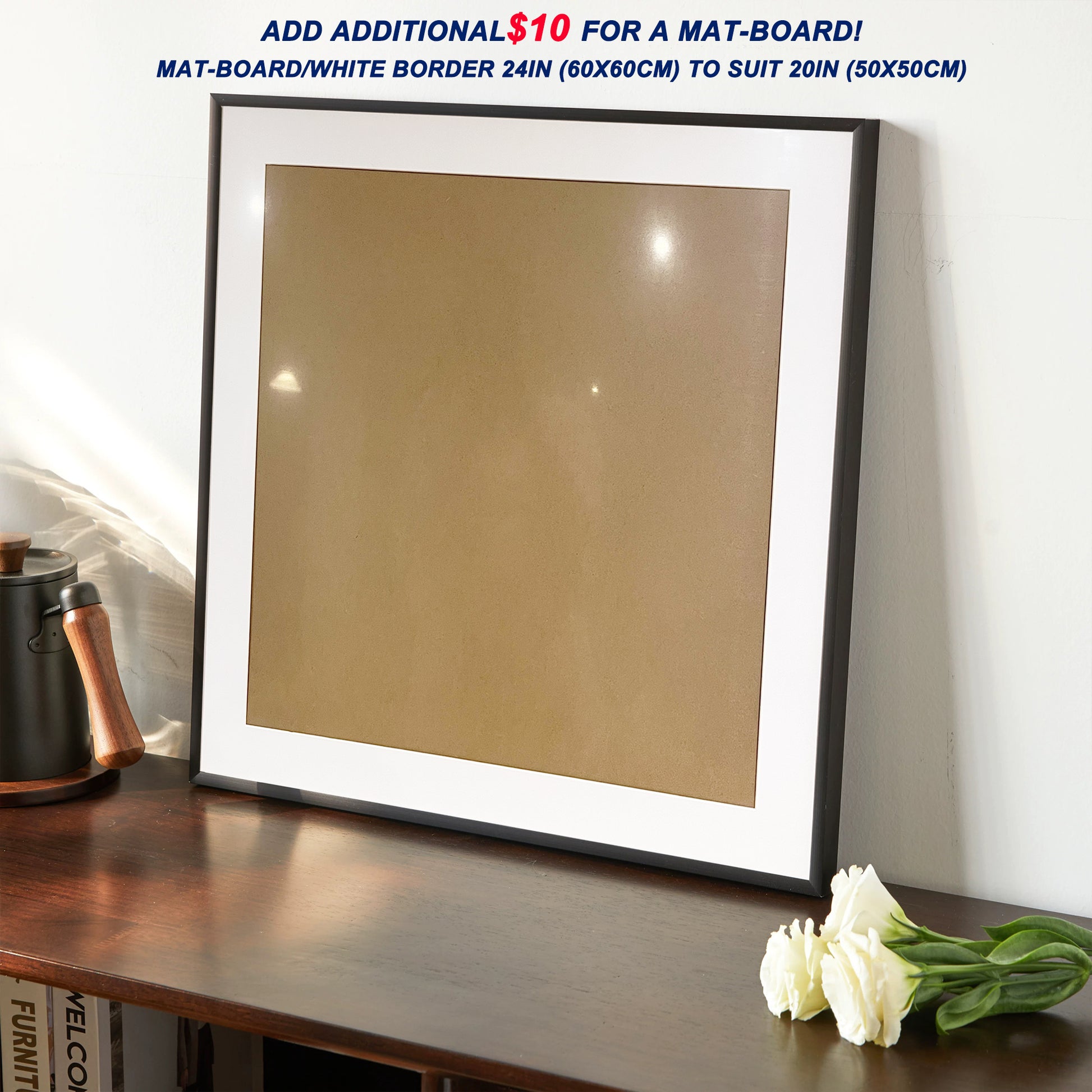 Mat-Board/White Border 24in (60x60cm) to suit 20in (50x50cm) Picture Photo Window