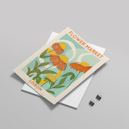 FLOWER MARKET print LISBON Art Print Poster
