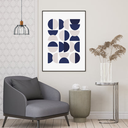 Framed Poster Art Prints BLUE WHITE GEOMETRIC Minimalist 16x20" 20x28" inch 40x50CM 50x70CM