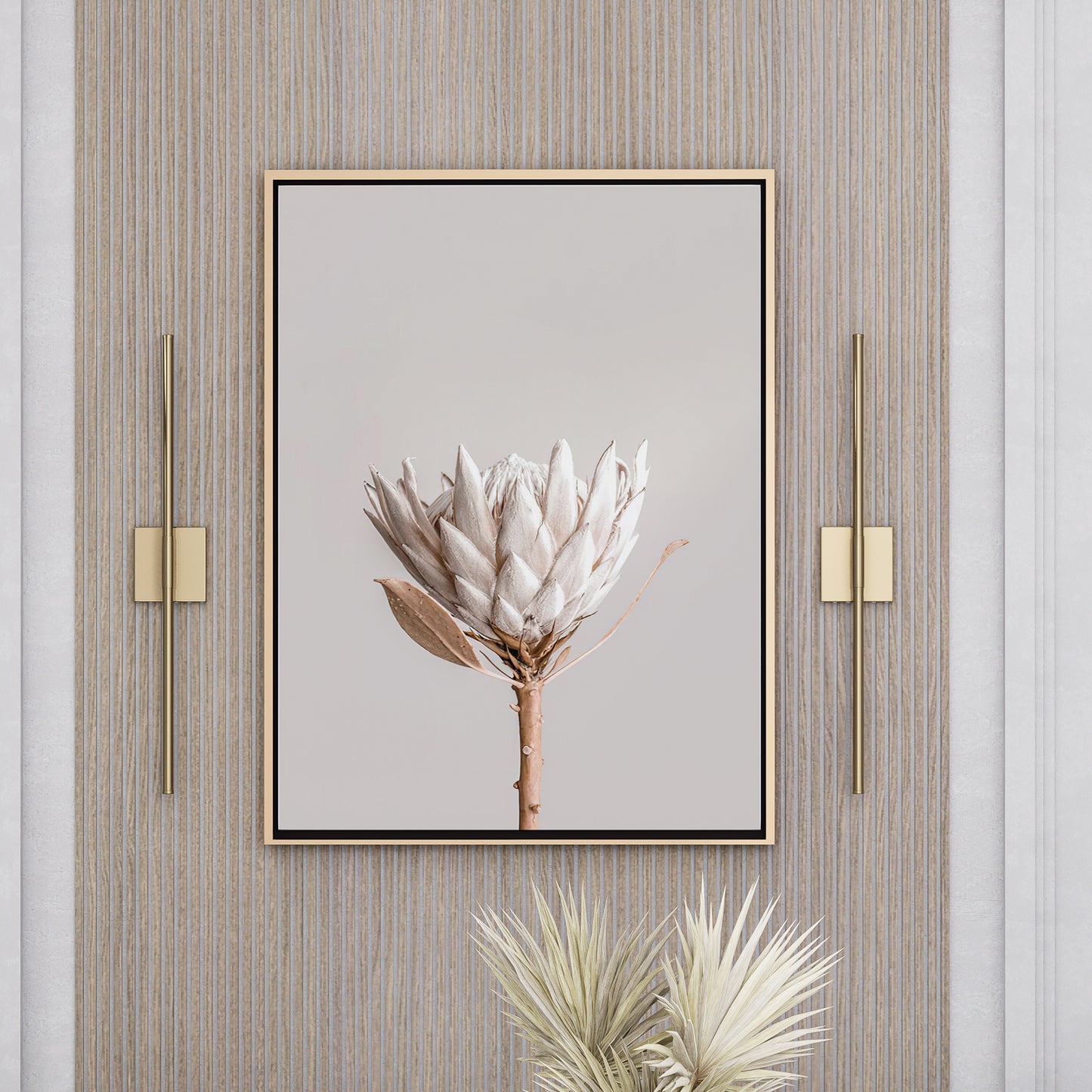 Framed Poster Art Prints Flower in Beige Minimalist 16x20" 20x28" inch 40x50CM 50x70CM