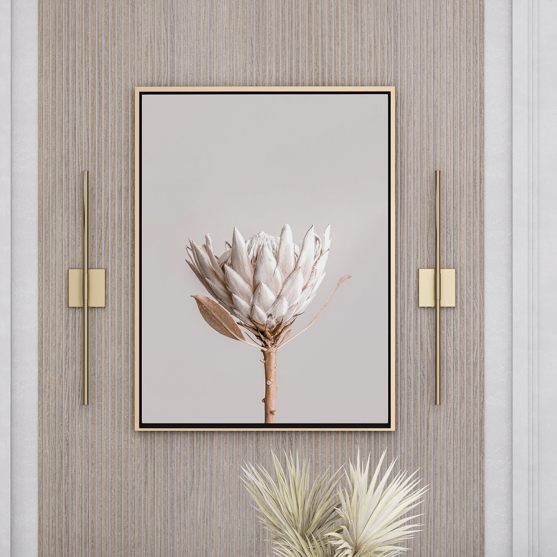 Framed Poster Art Prints Flower in Beige Minimalist 16x20" 20x28" inch 40x50CM 50x70CM